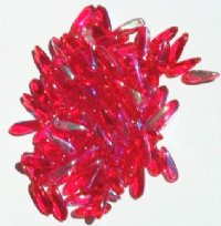 100 3x11mm Transparent Red AB Dagger Beads